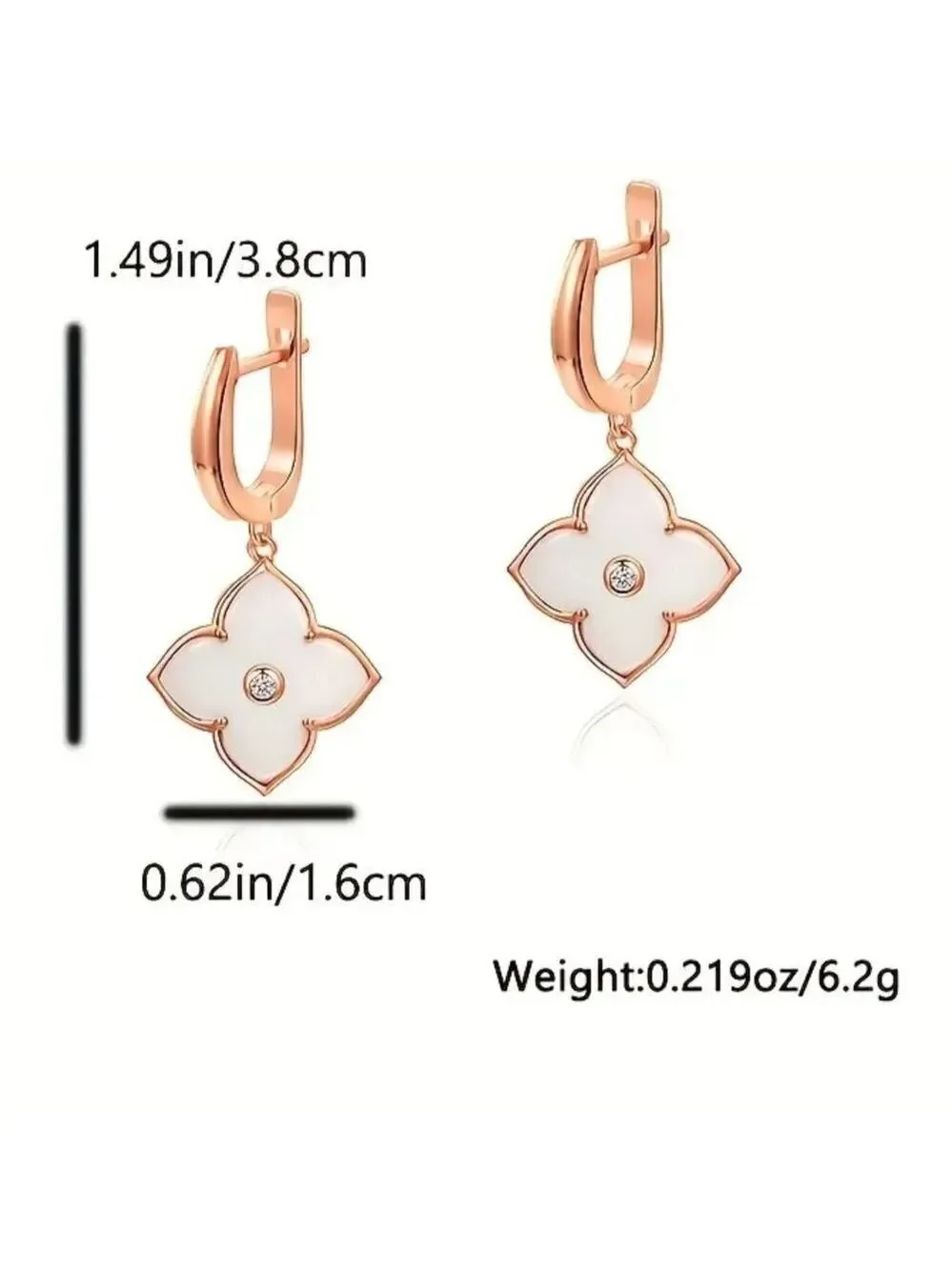 Sterling 925 Silver Jewelry White Flower Design Dangle Earrings